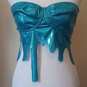 Turquoise Paint Drip Women's Bandeau/Crop Top